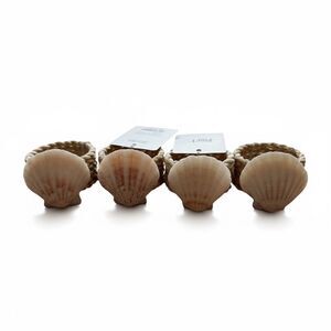 NWT Pier 1 Imports Natural Seashell Napkin Ring Set of 4 Jute Beach Theme Shells